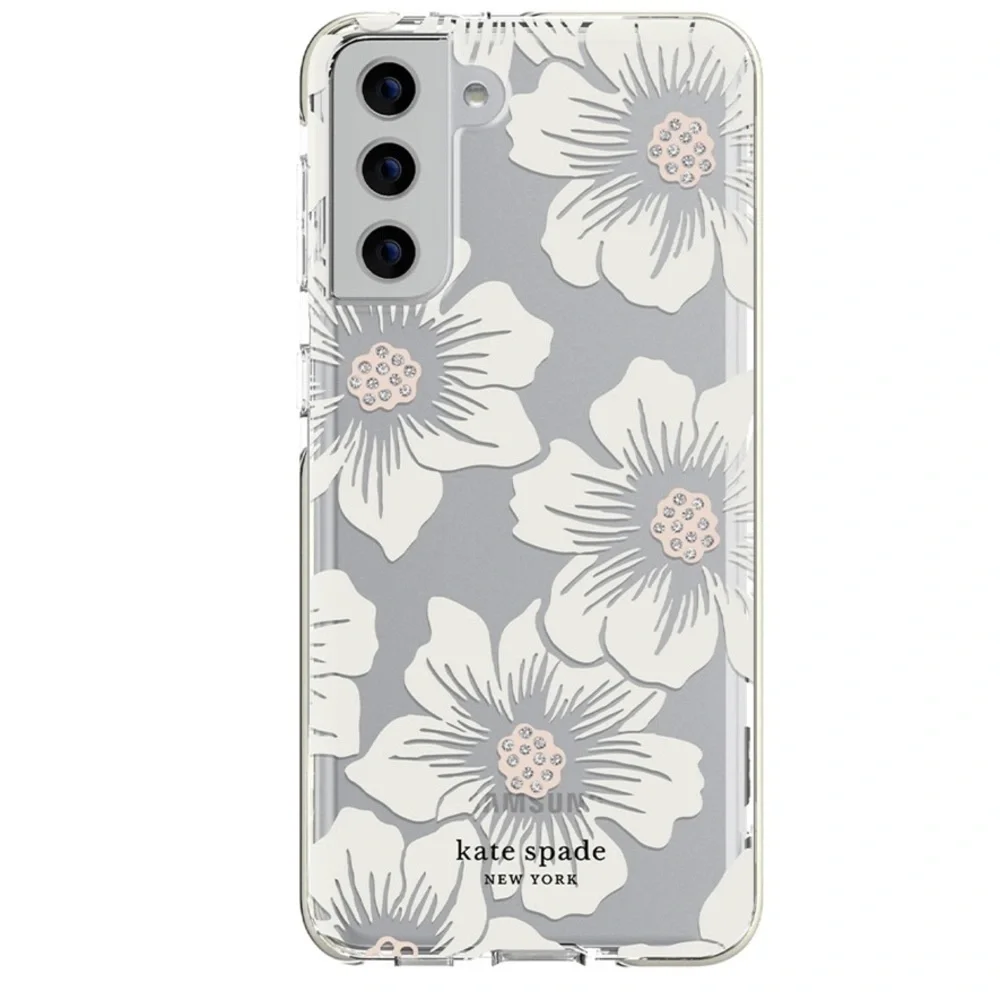 Kate Spade Hollyhock Floral Protective Clear Hardshell Case for Galaxy S21 + 5G